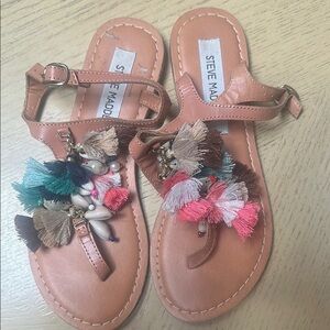 Steve Madden Tan Sandals with Colorful Tassels